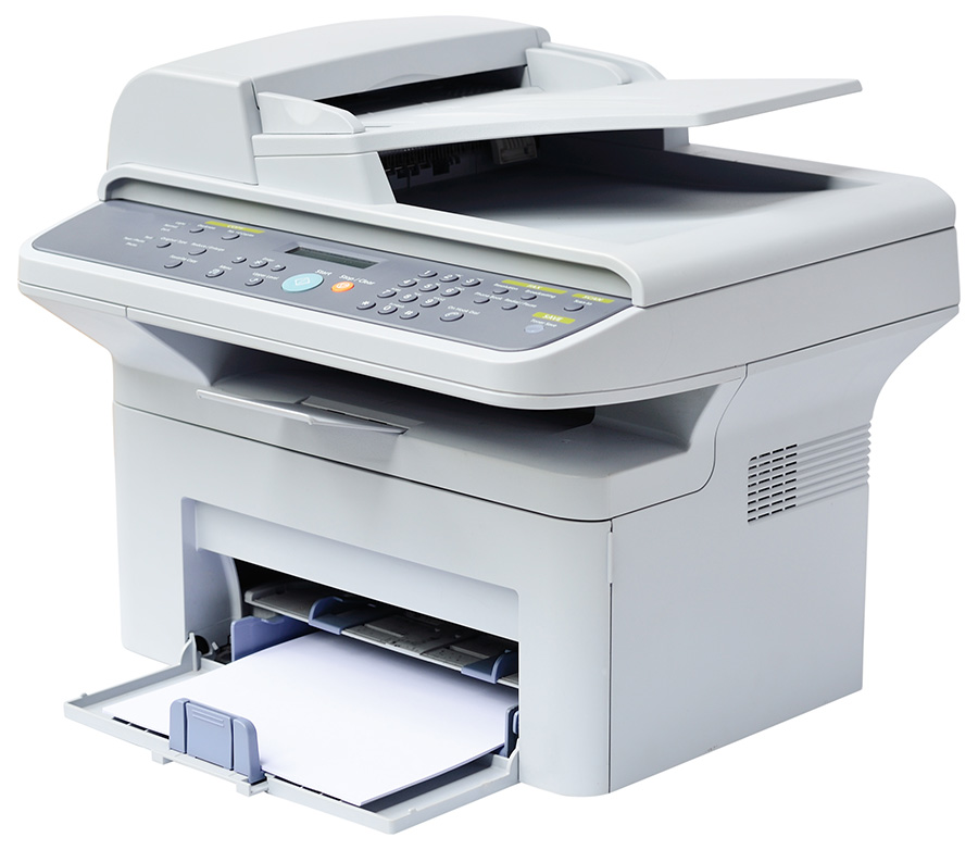 Cutout image of a fax machine and printer