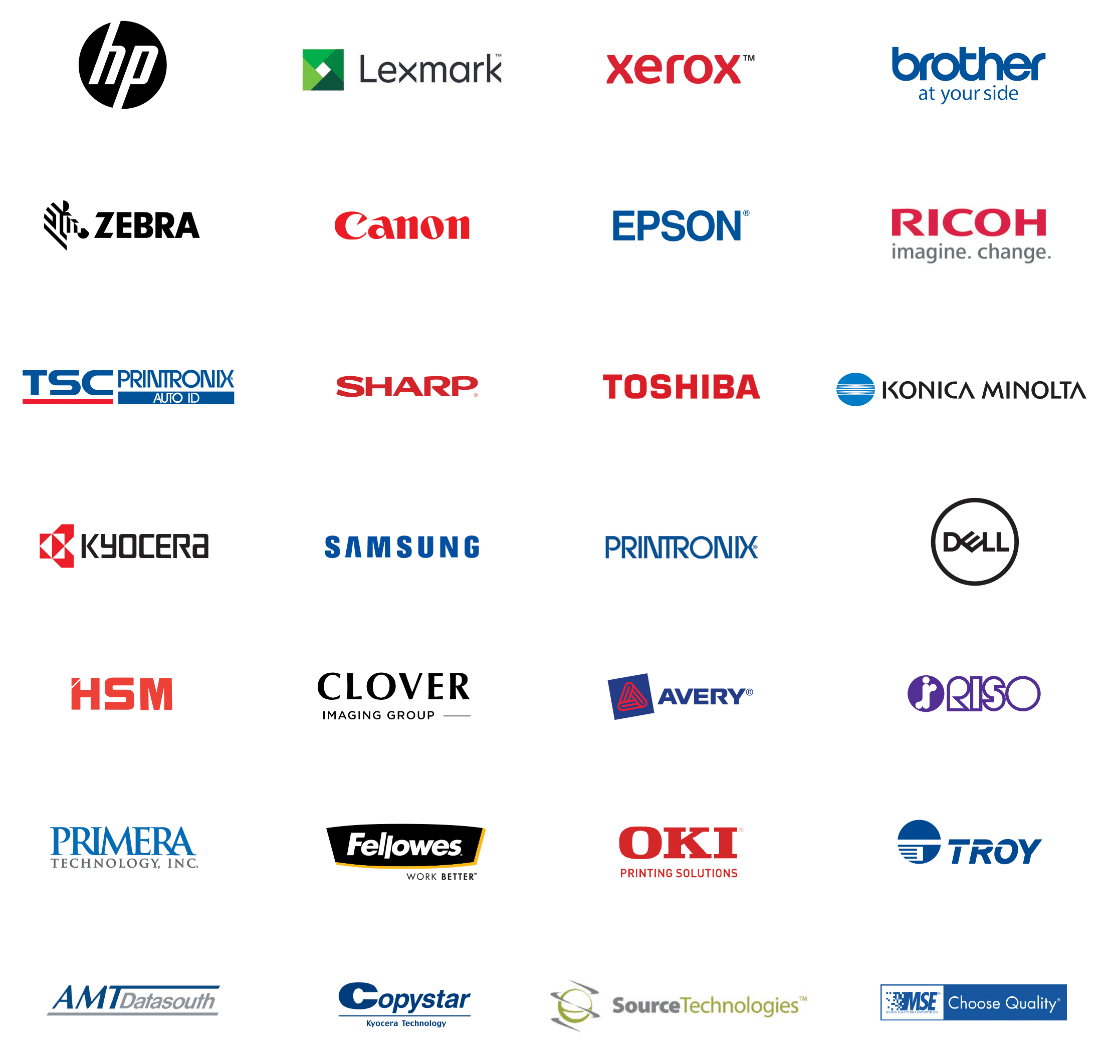 Brand logos for imaging supplies